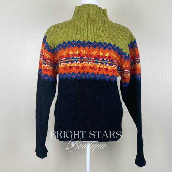 Rare Vintage Fair Isle Wool Sweater ASO Monica Gellar Friends Turtleneck - Picture 7 of 7